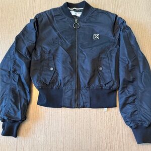 Women's Black Off White Bomber Jacket